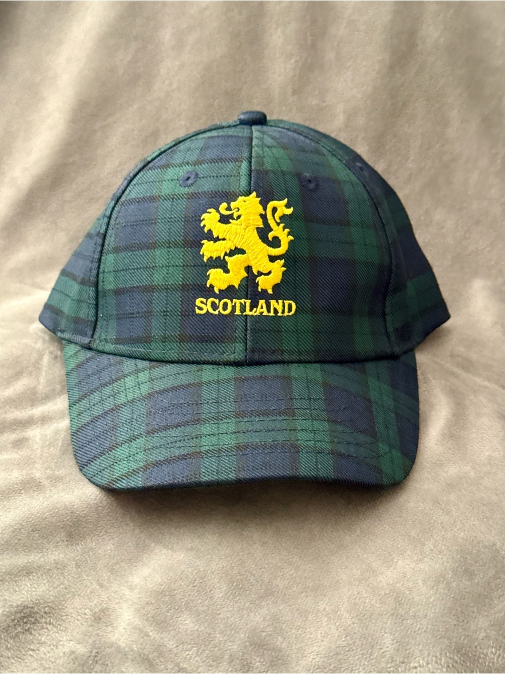 Scotland Lion Crest Plaid Baseball Cap - Green/Blue